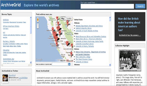 A screenshot of the ArchiveGrid homepage